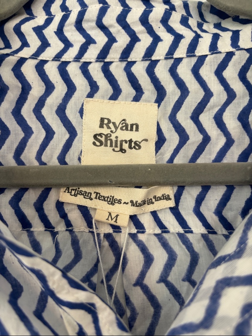 Emerson Fry NWT Ryan Shirt in Zigzag Indigo Organic Size Medium - Picture 3 of 11